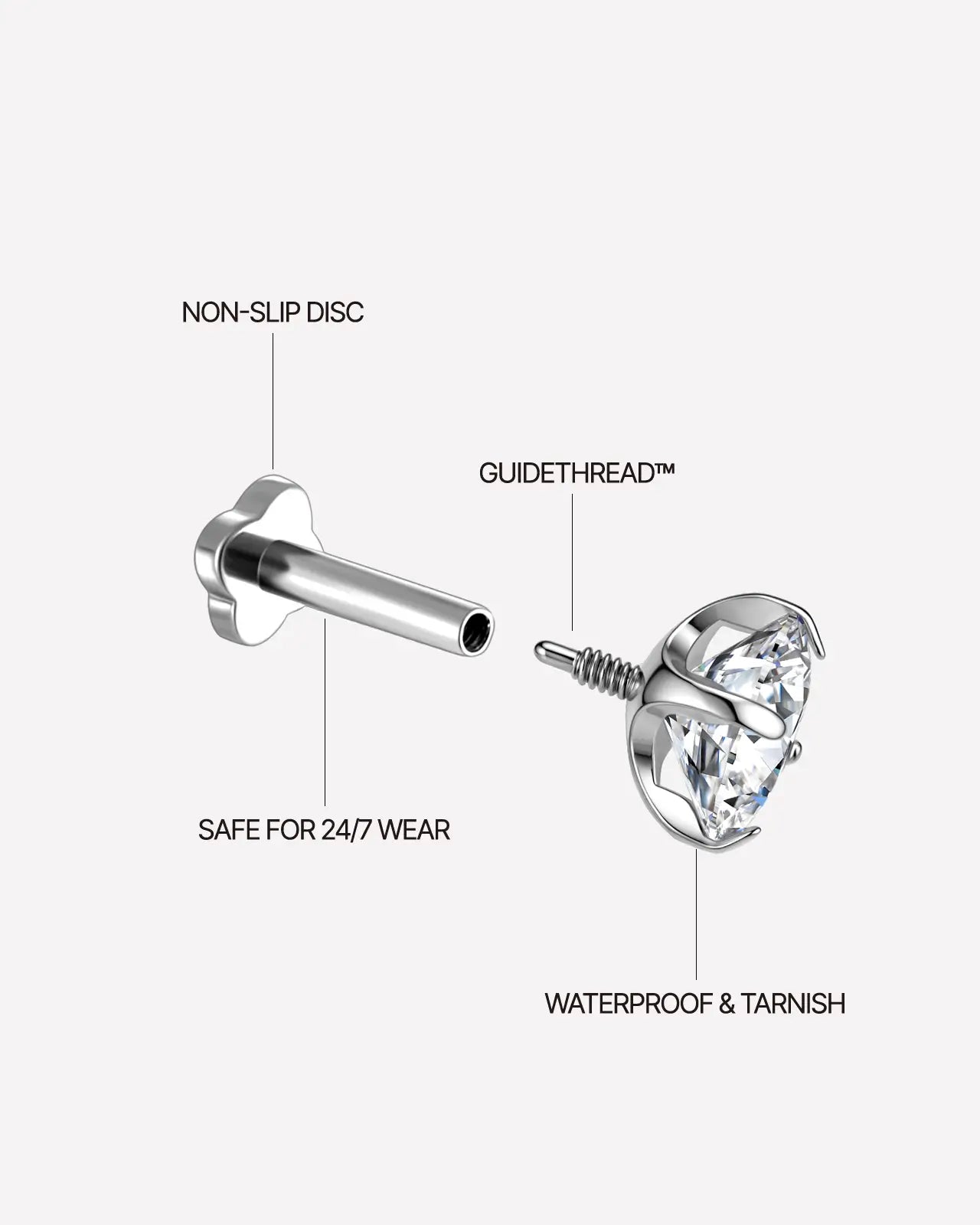 Brillanter Moissanit Solitaire Flatback Stud