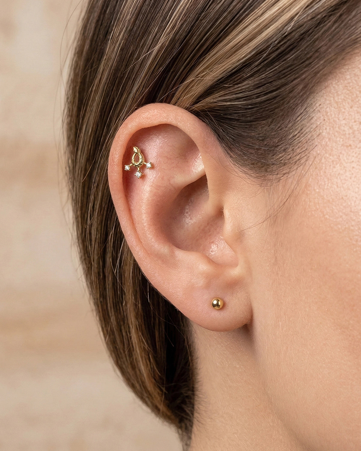 Regal Coiled Serpent Trident Flatback Stud