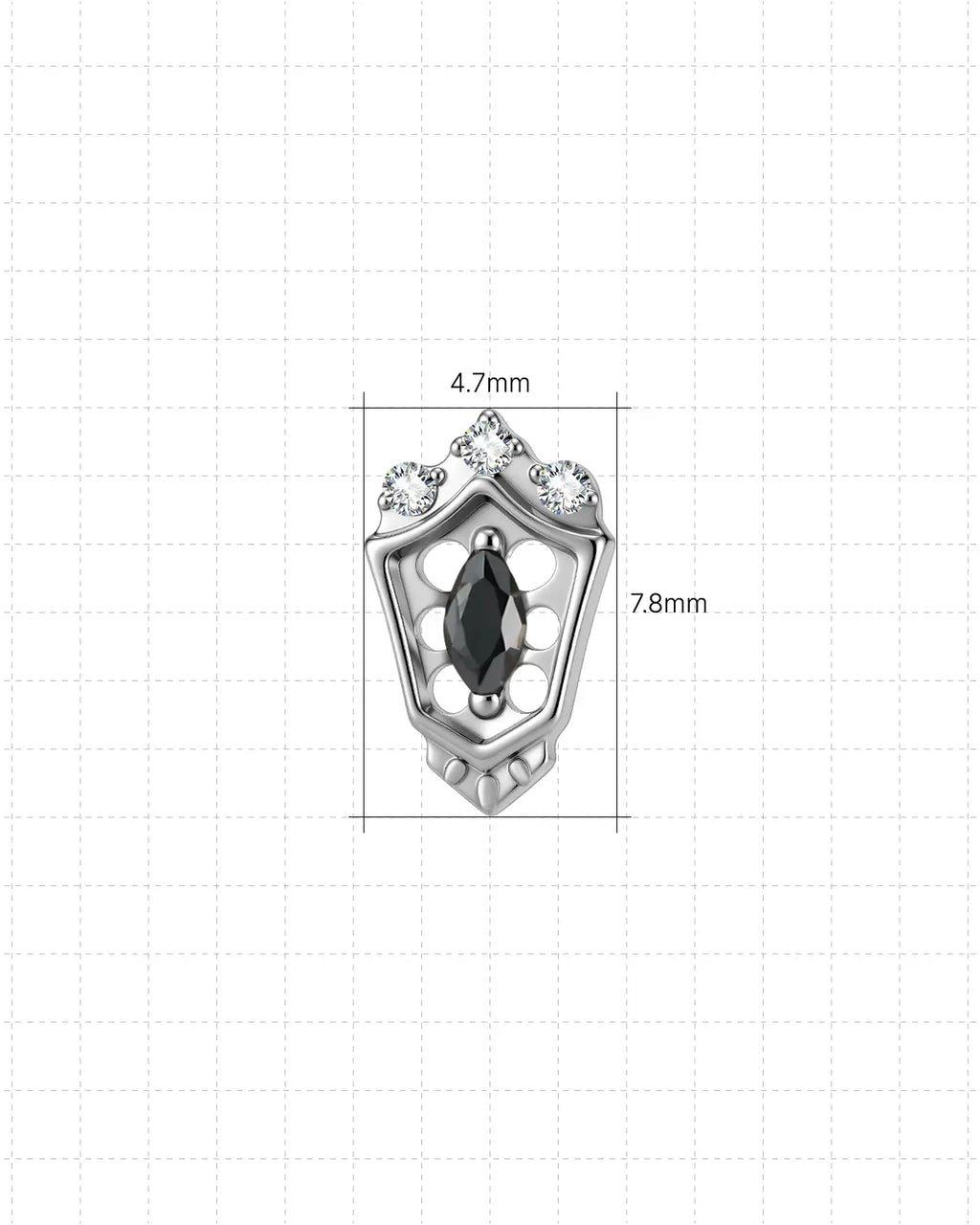 Crowned Marquise Shield Flatback Stud