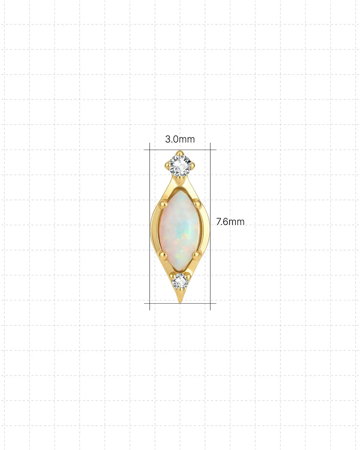 Marquise Opal Duo Diamond Flatback Stud