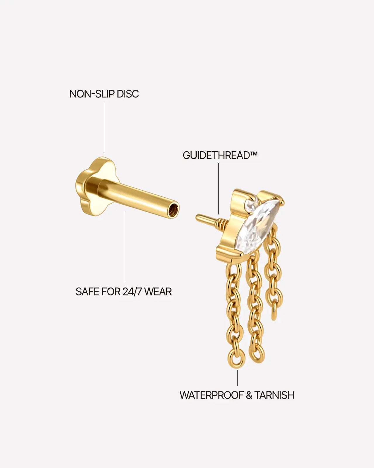 Marquise Eye Cascade Flatback Stud