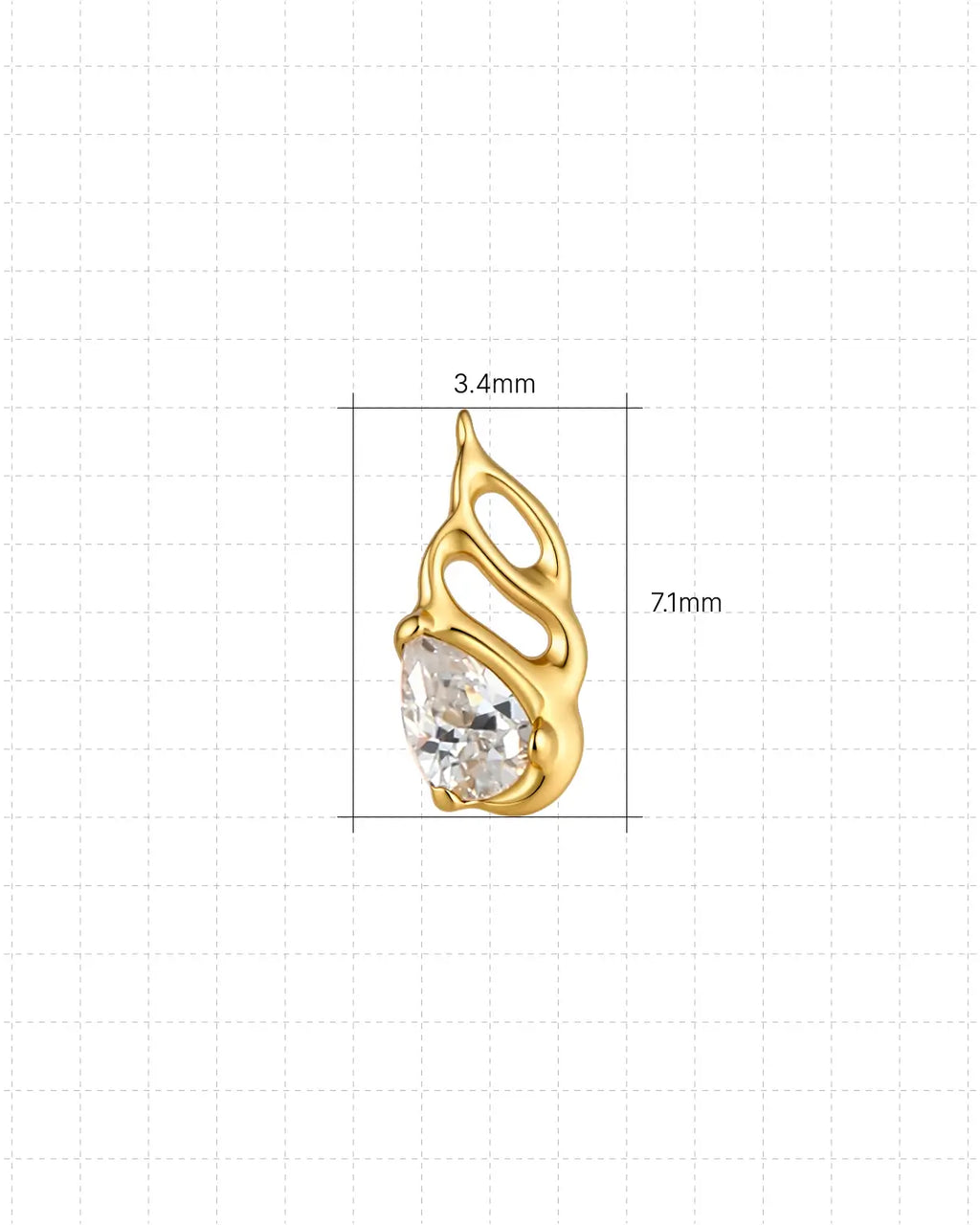 Fluid Flame Pear Flatback Stud