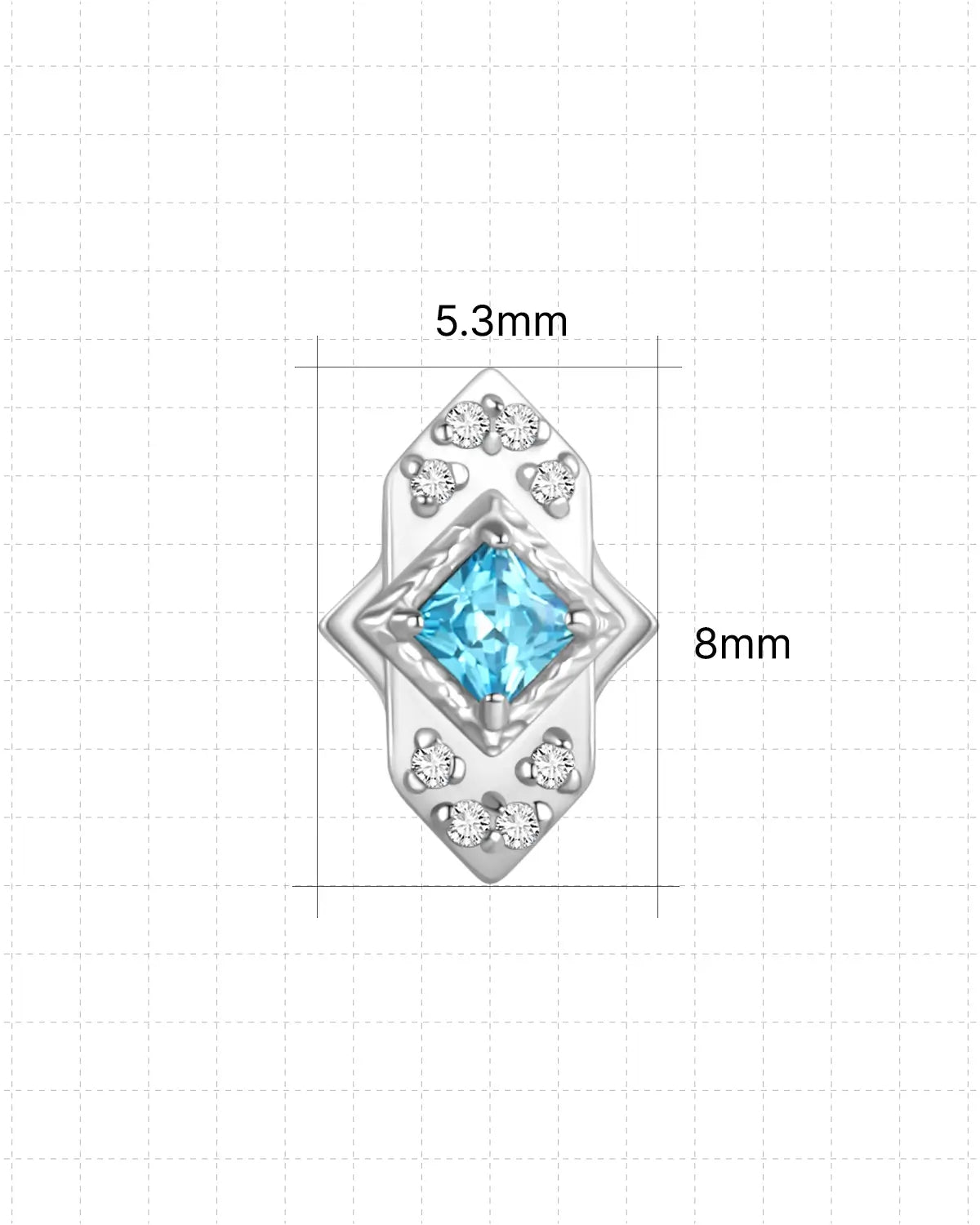 Diagonal Square Cluster Flatback Stud