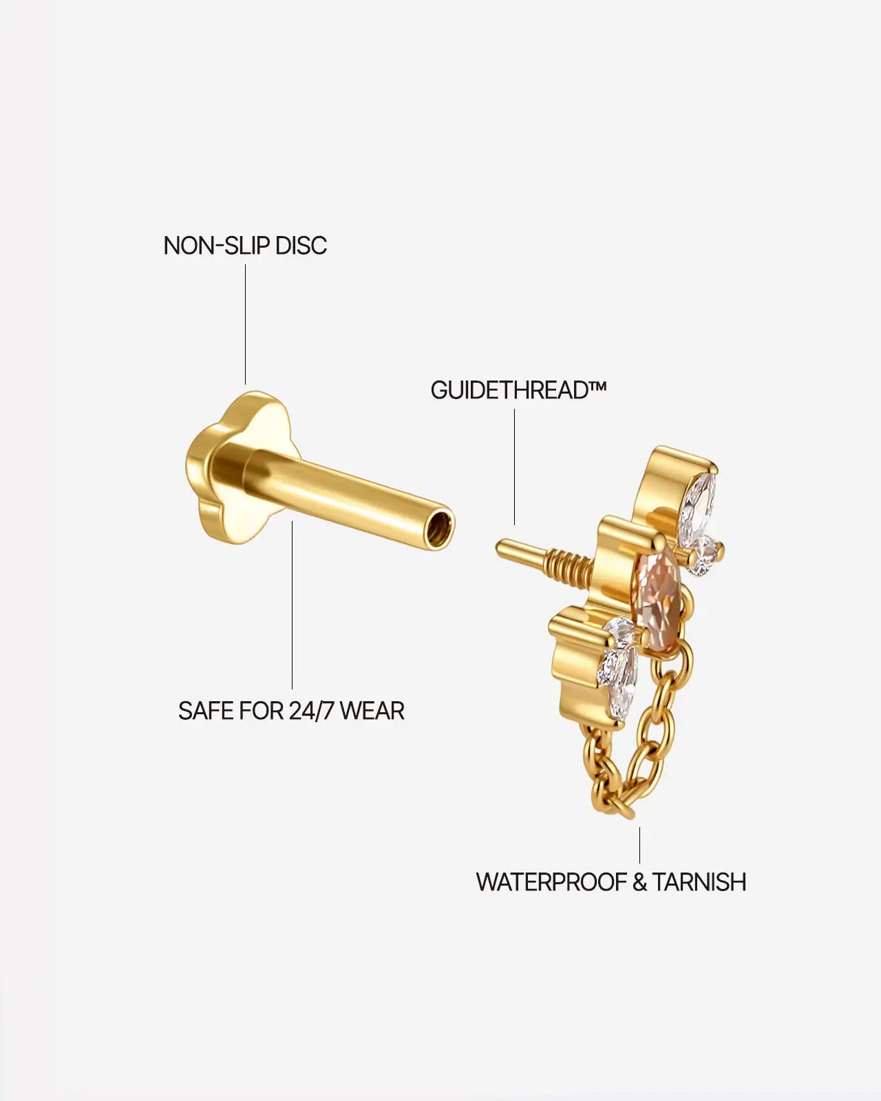 Winged Marquise Chain Flatback Stud
