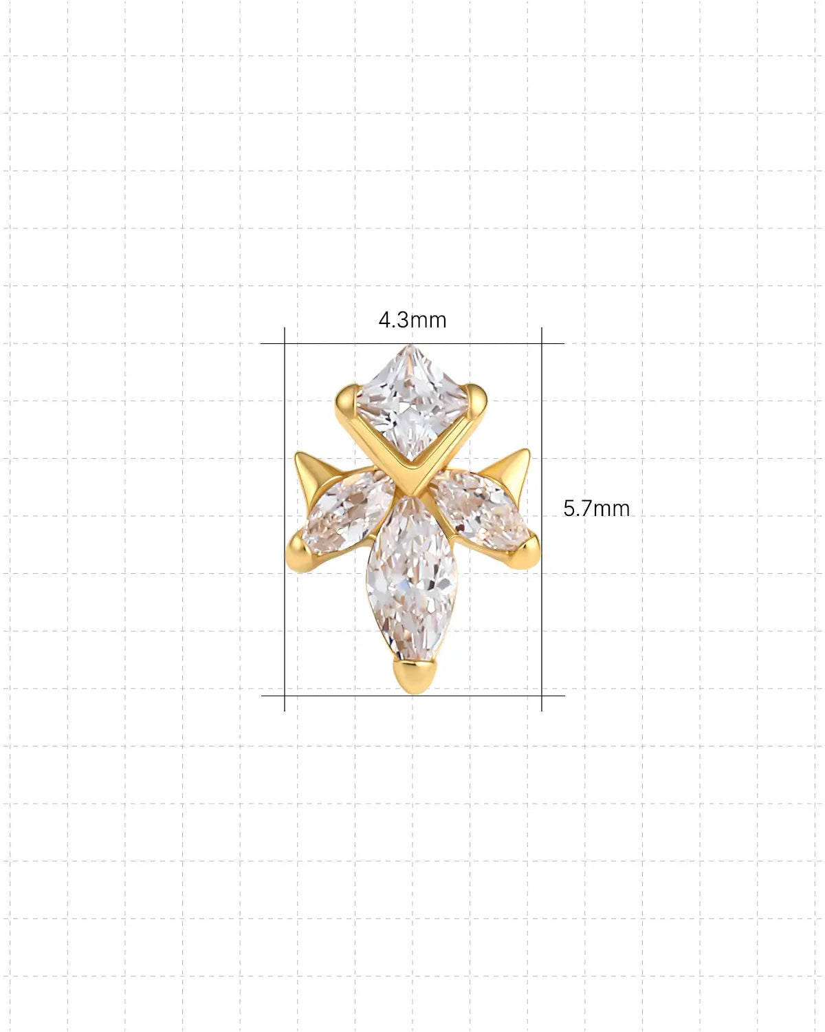Marquise Leaf Cluster Flatback Stud