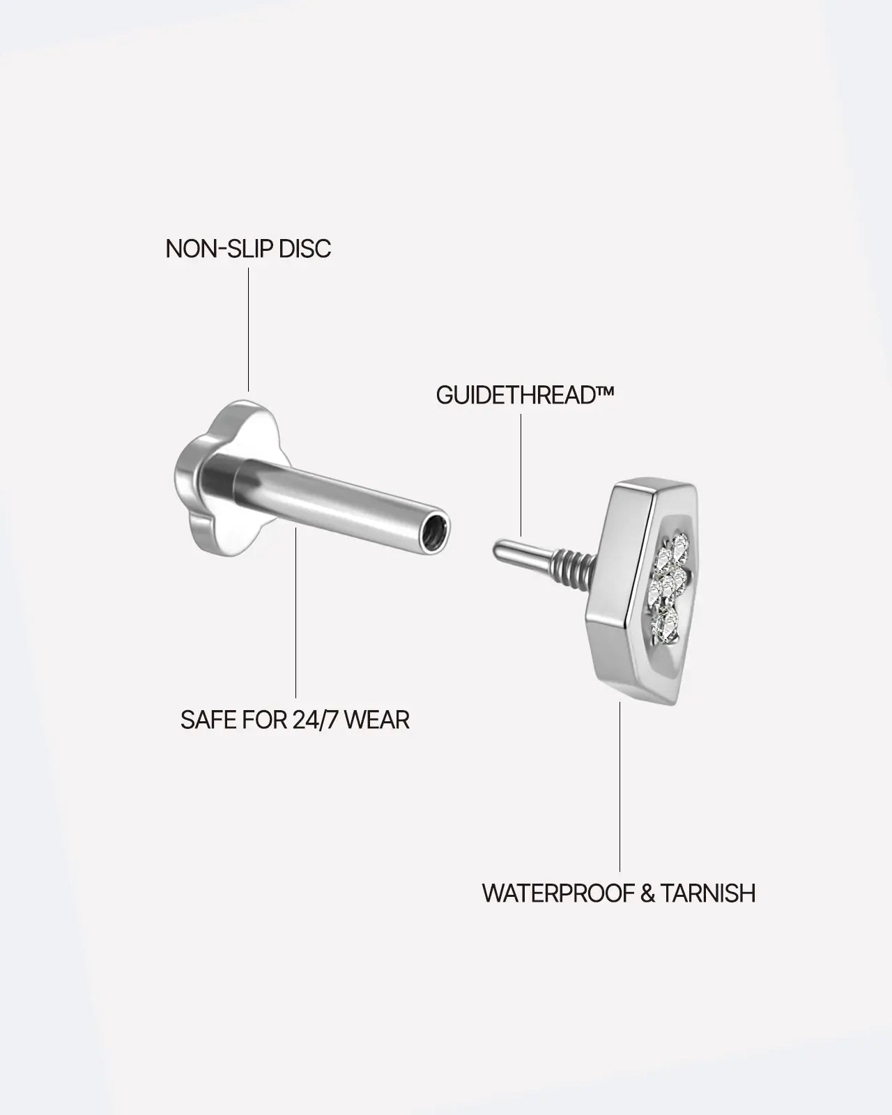 Pentagon Starflower Flatback Stud