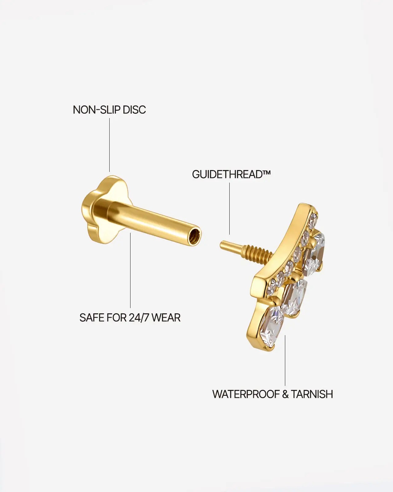 Trio Trapezoid Arc Flatback Stud