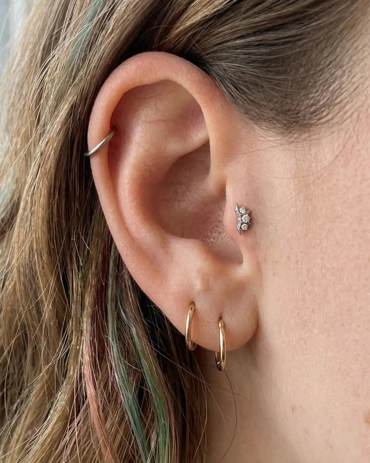 Tri-Stone Starburst Flatback Ohrstecker