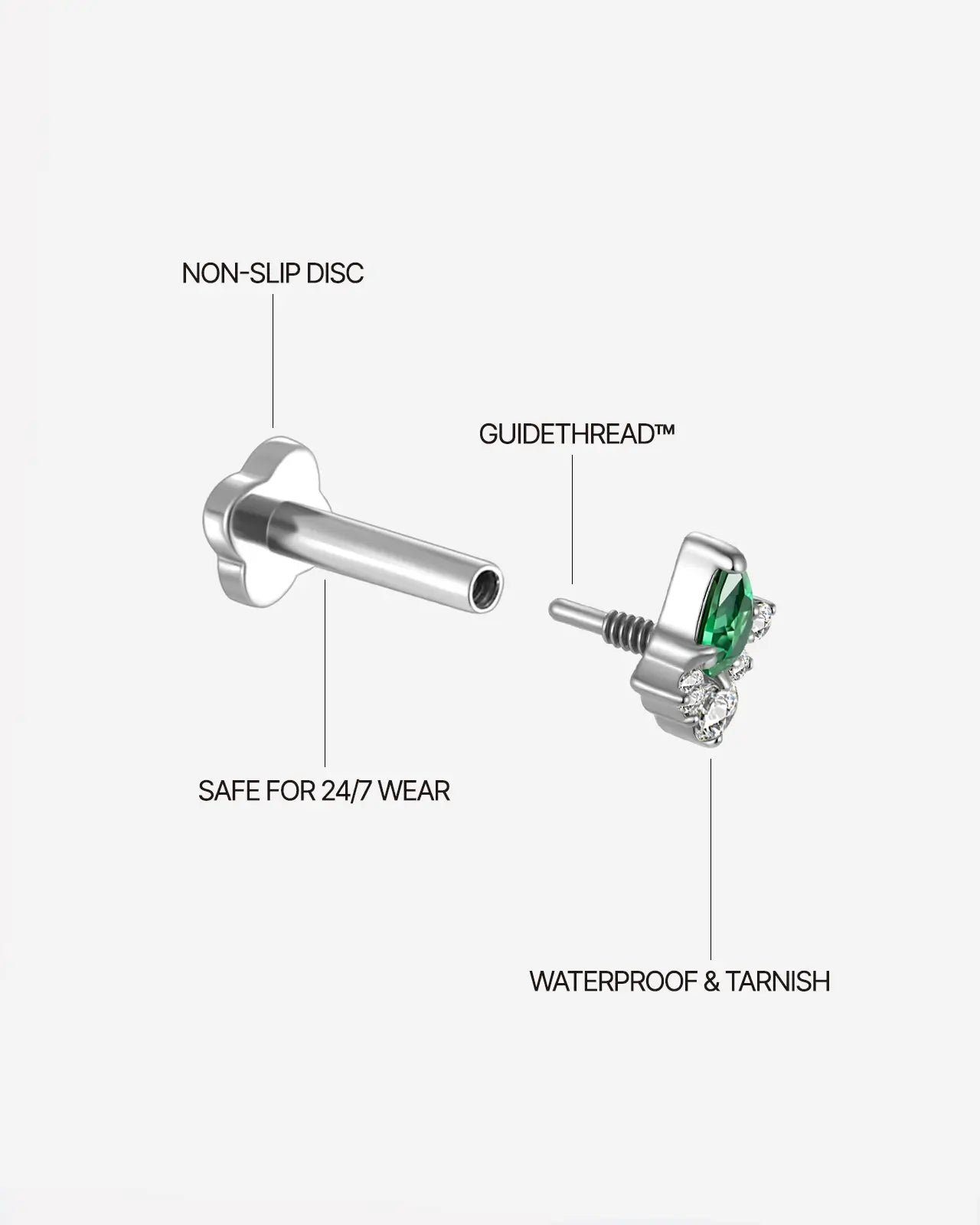 Emerald Pear Cluster Flatback Stud