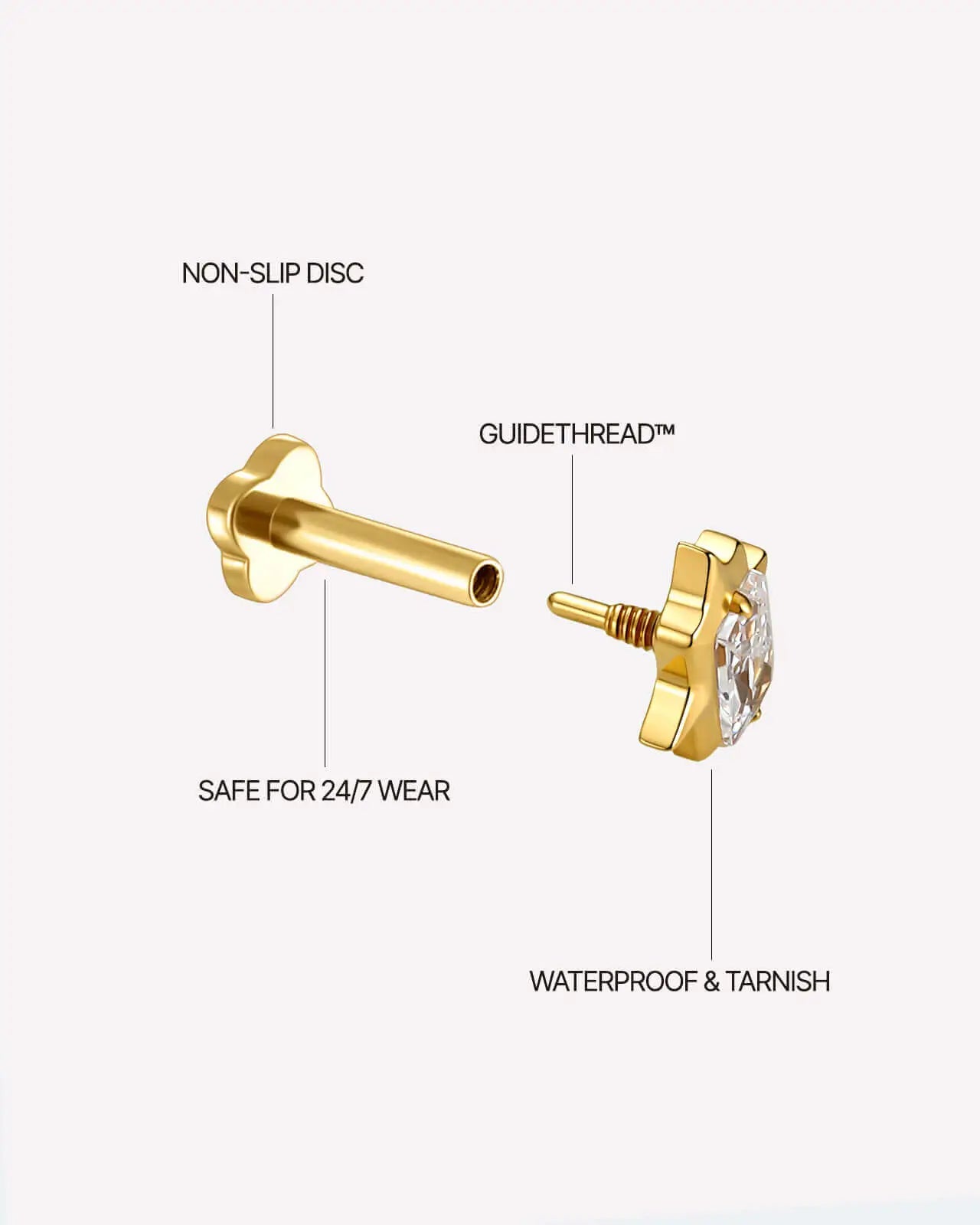 Baguette Starburst Flatback Stud