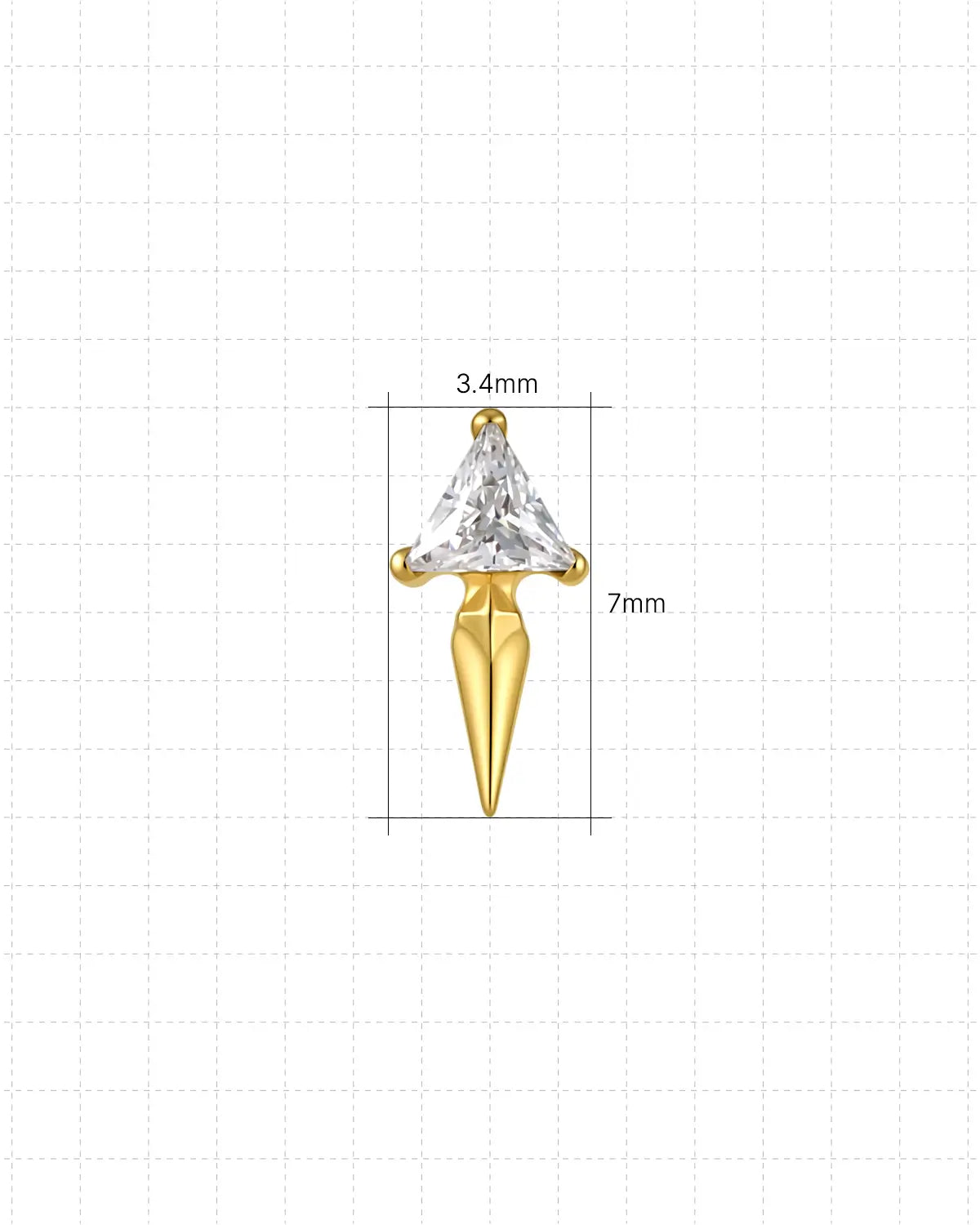 Trilliant Zircon Dagger Flatback Stud