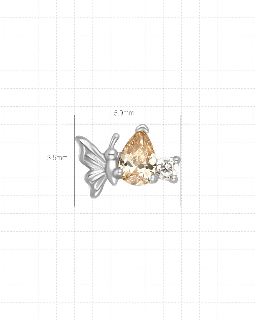 Butterfly Pear-Cut Zircon Flatback Stud
