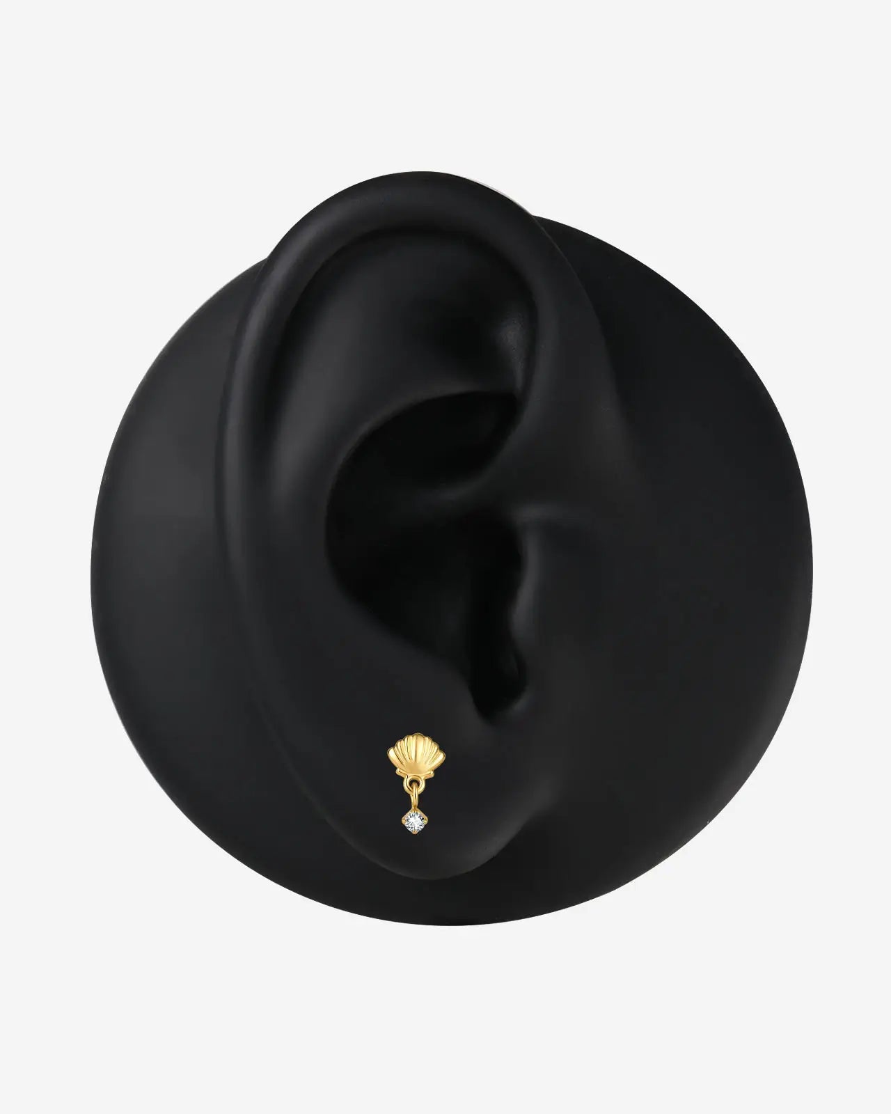 Seashell Drop Zircon Flatback Stud