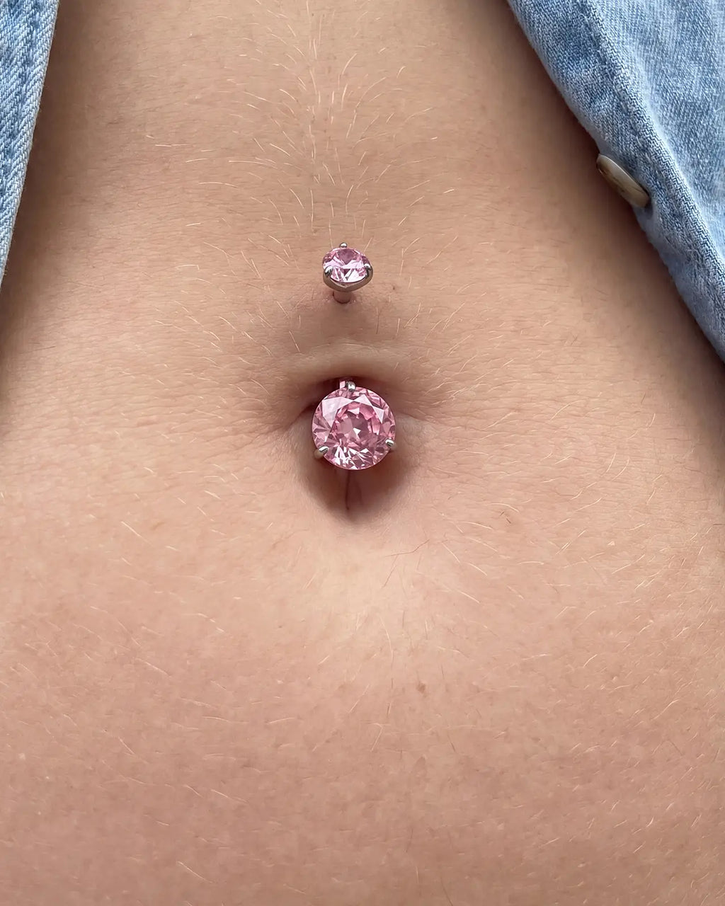 Rose-Cut Duo Zirconia Belly Button Ring