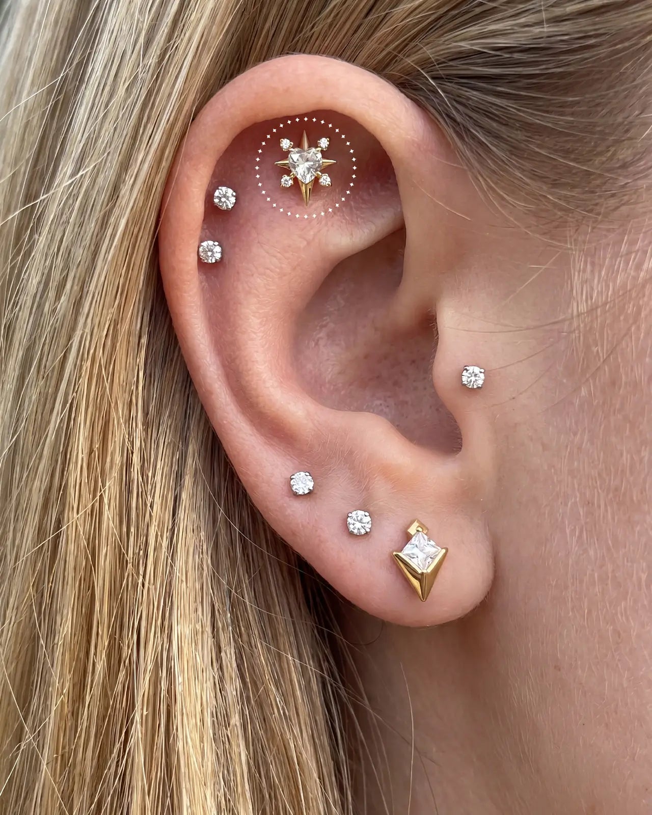 Radiant Heart Starburst Flatback Stud
