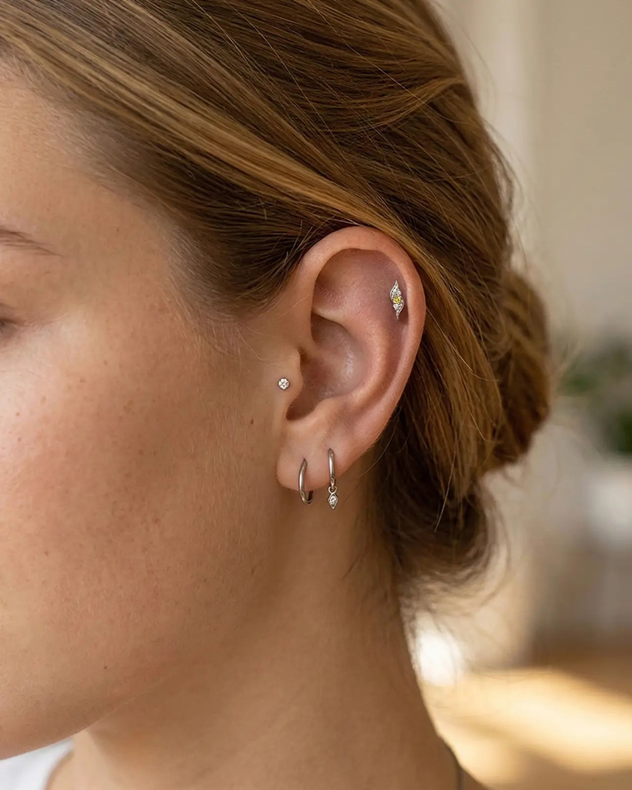 Flowing Flame Leaf Flatback Stud