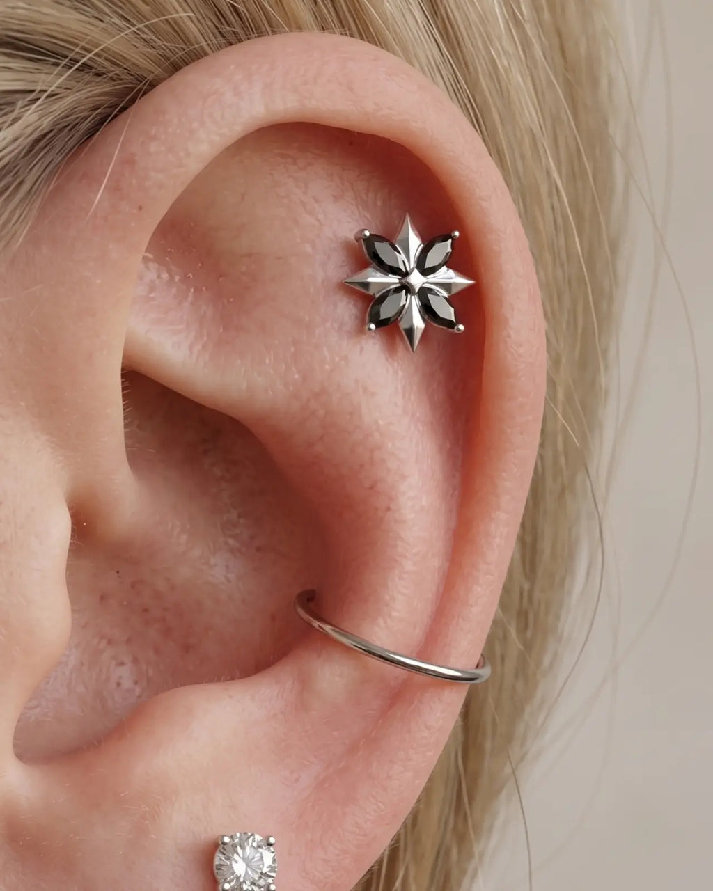 Spitz zulaufender Marquise Starburst Flatback Stud