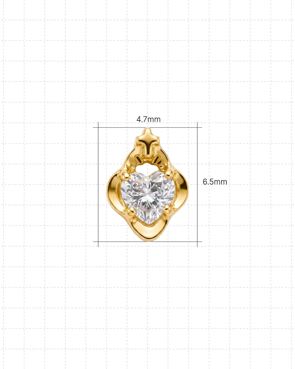 Crowned Heart Flatback Stud