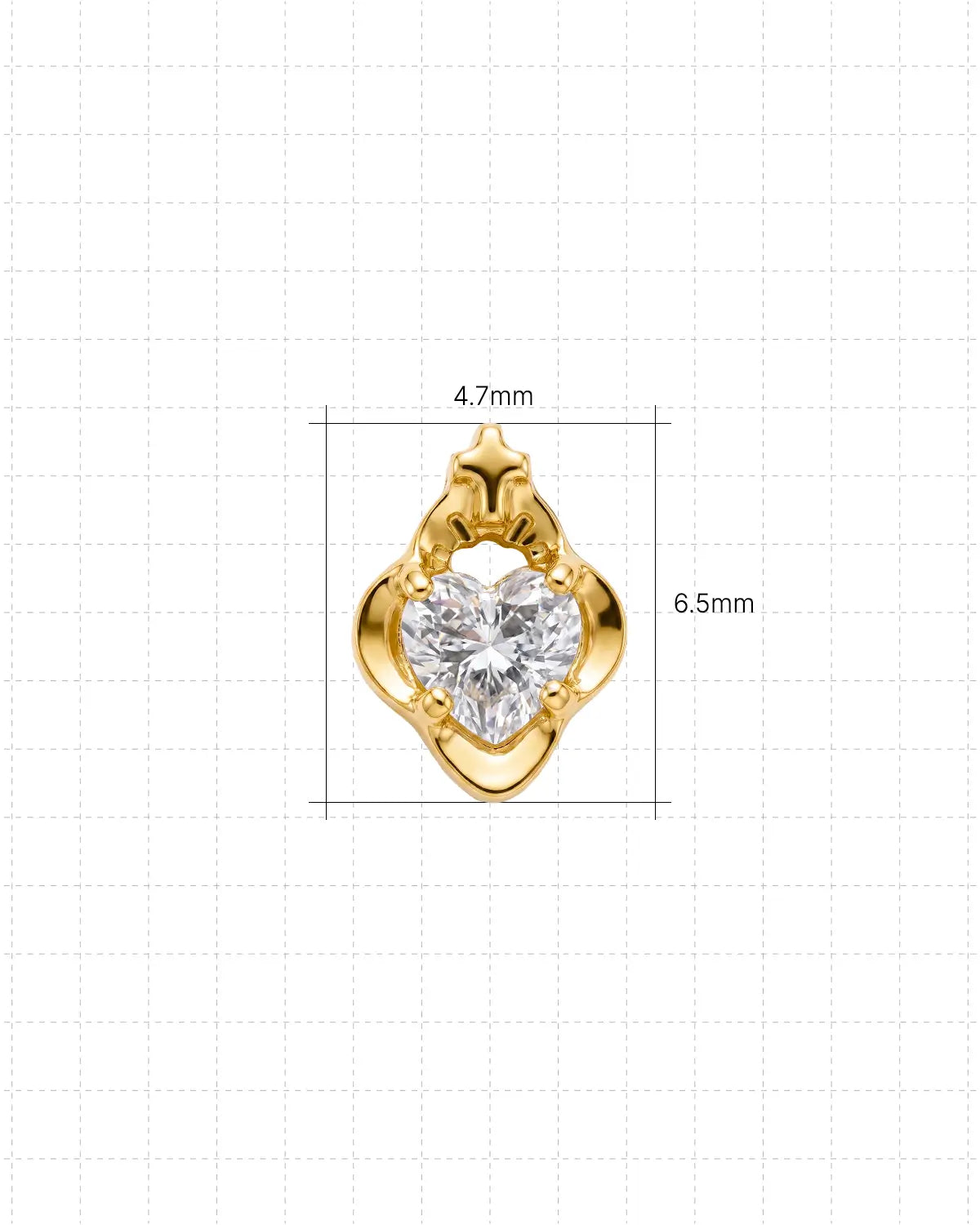 Crowned Heart Flatback Stud