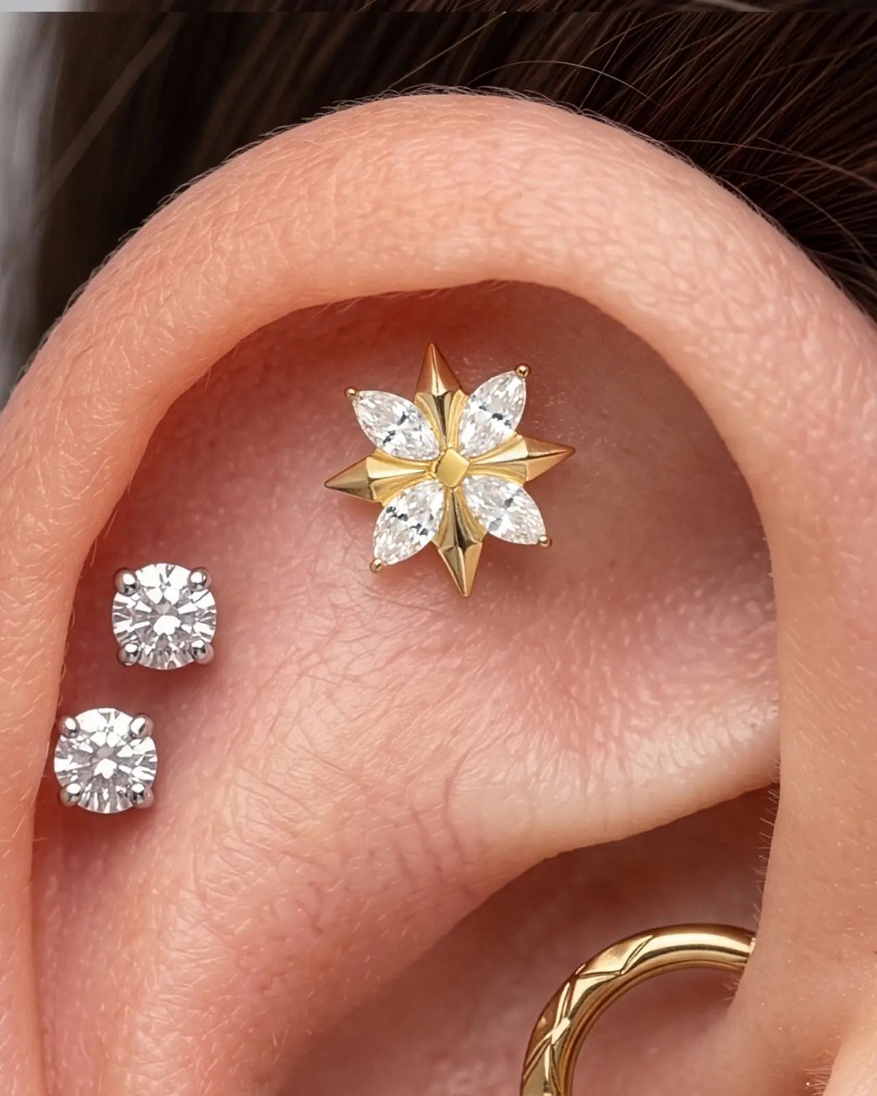 Spiked Marquise Starburst Flatback Stud