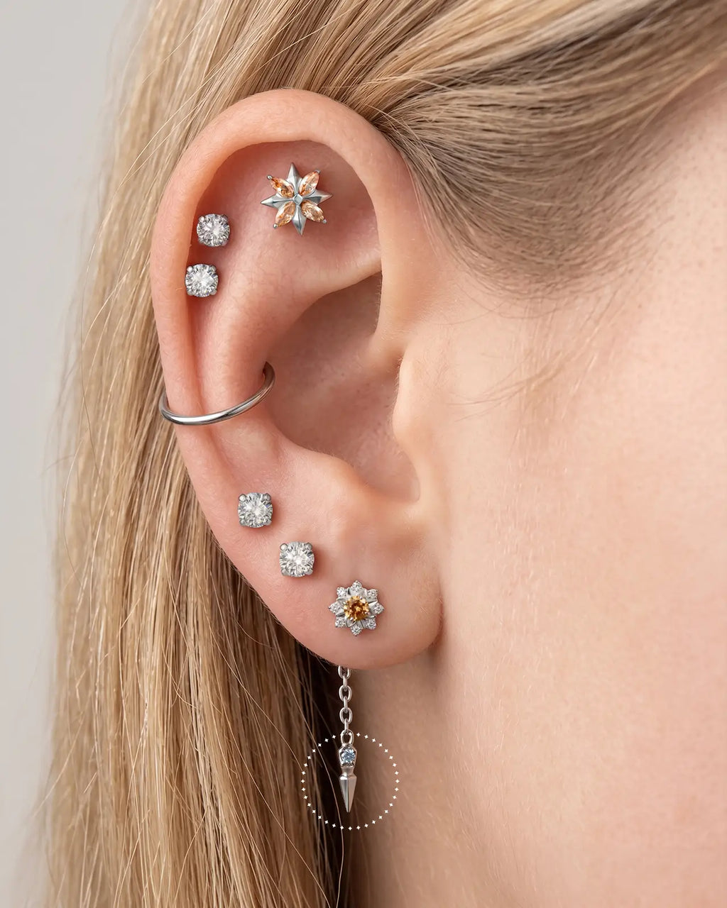 Sleek Spear Hoop Charm