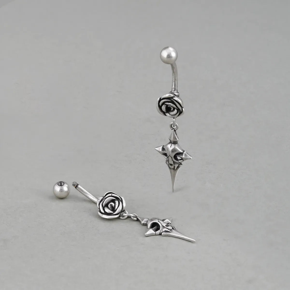 ROSE CROSS BELLY BUTTON RING