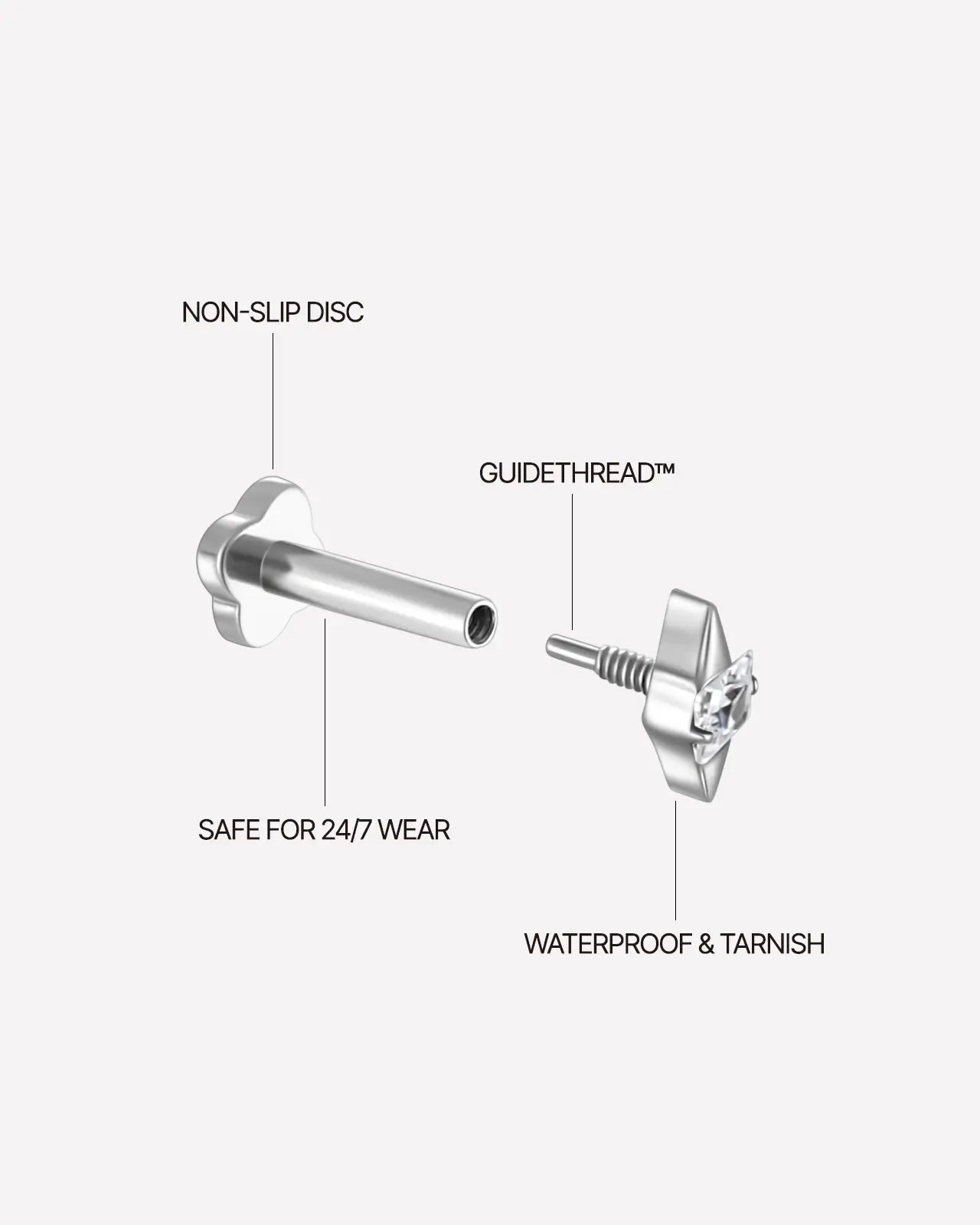 Square Prism Spear Flatback Stud