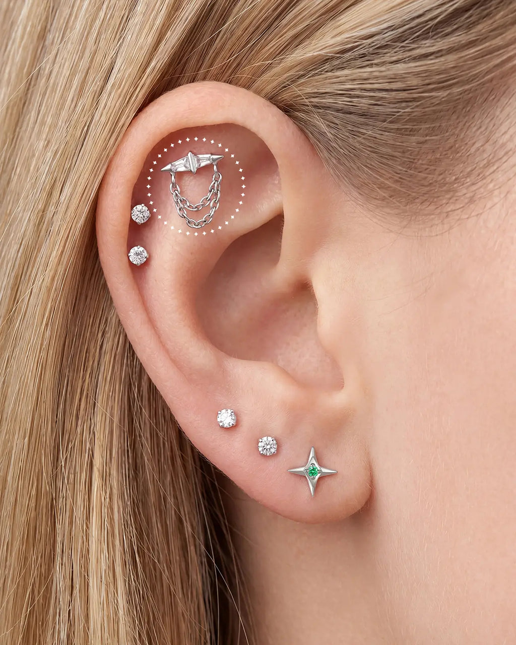 Prism Spike Drape Flatback Stud