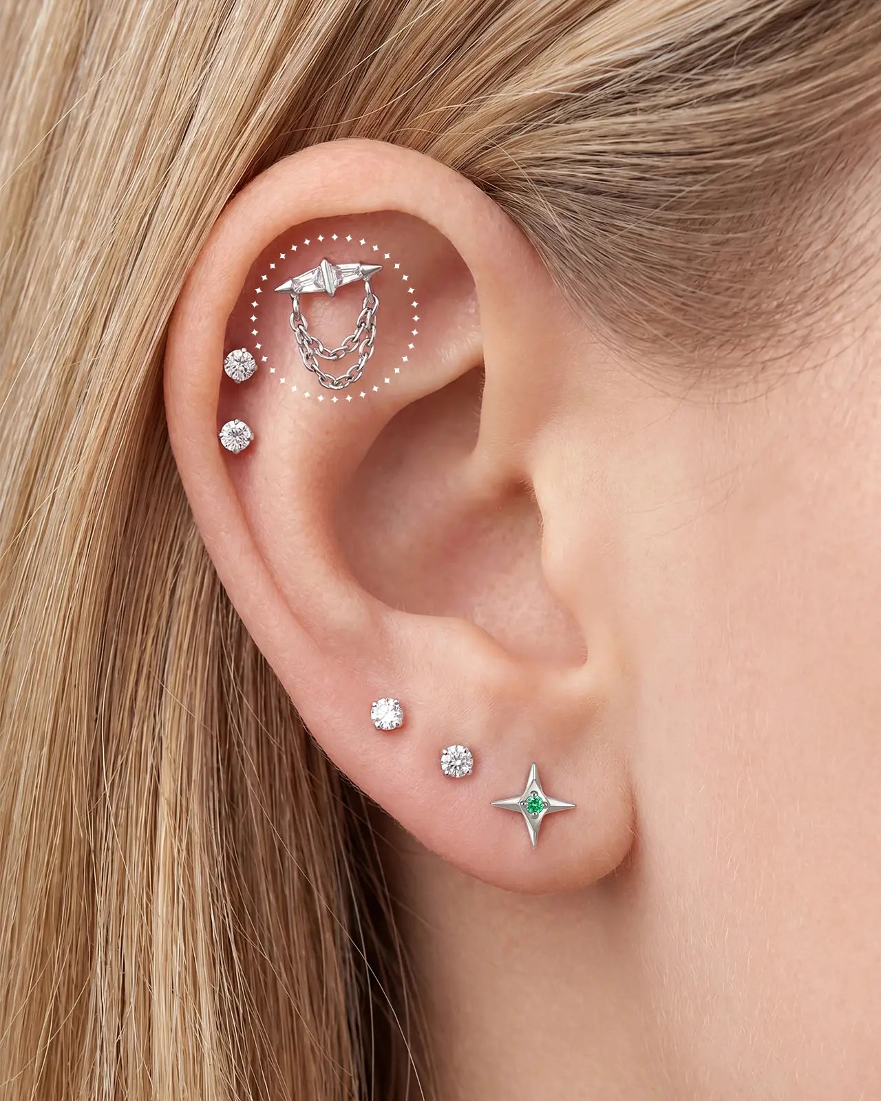 Prism Spike Drape Flatback Stud