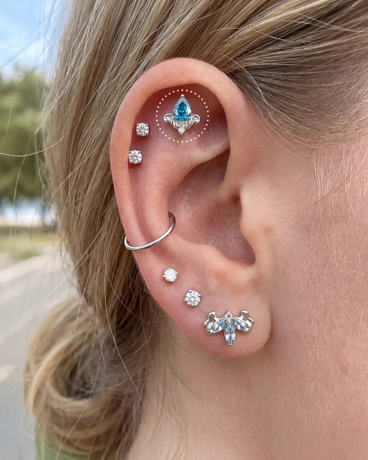 Fleur-De-Lis Teardrop Flatback Stud