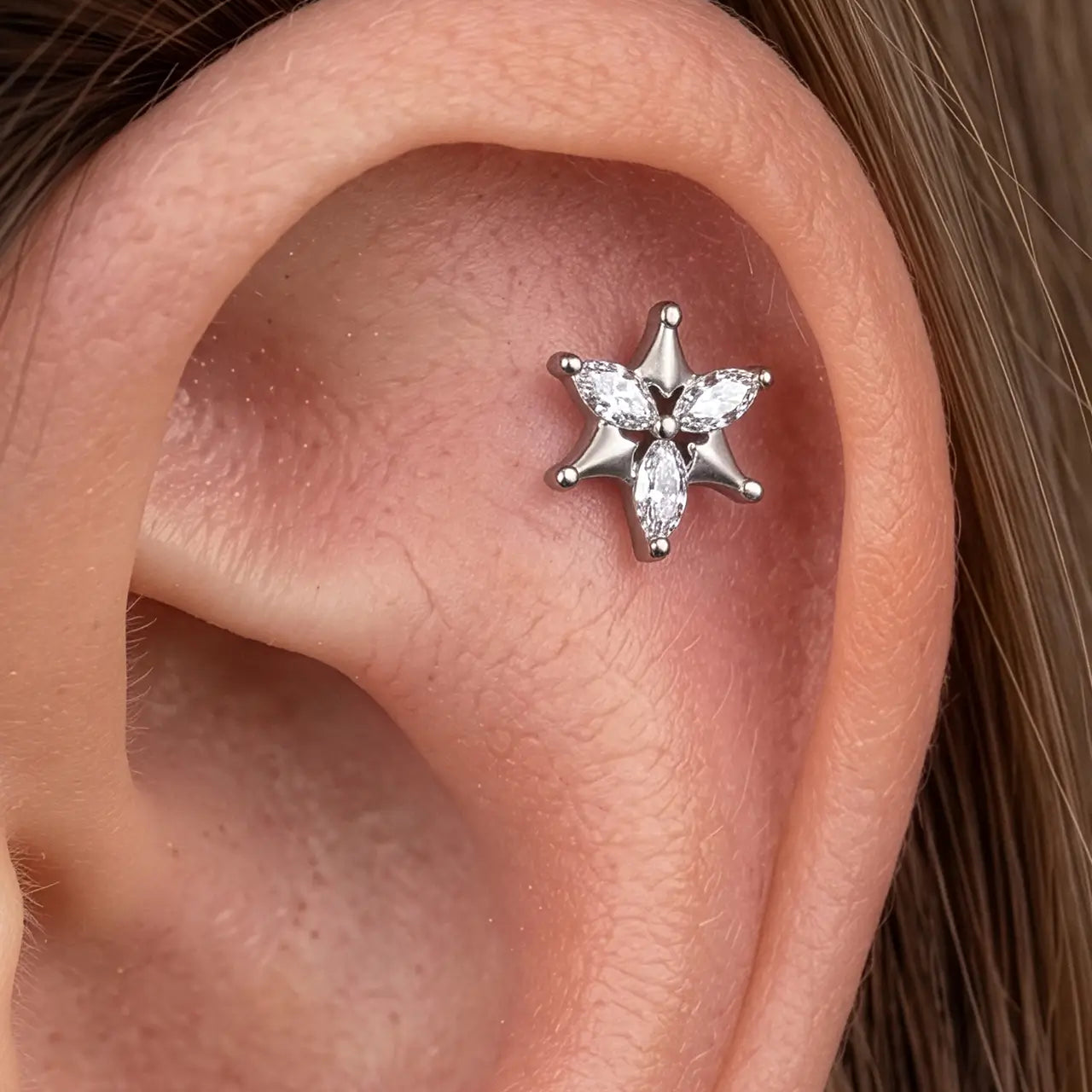 Marquise-Stern-Blüten-Flatback-Stecker