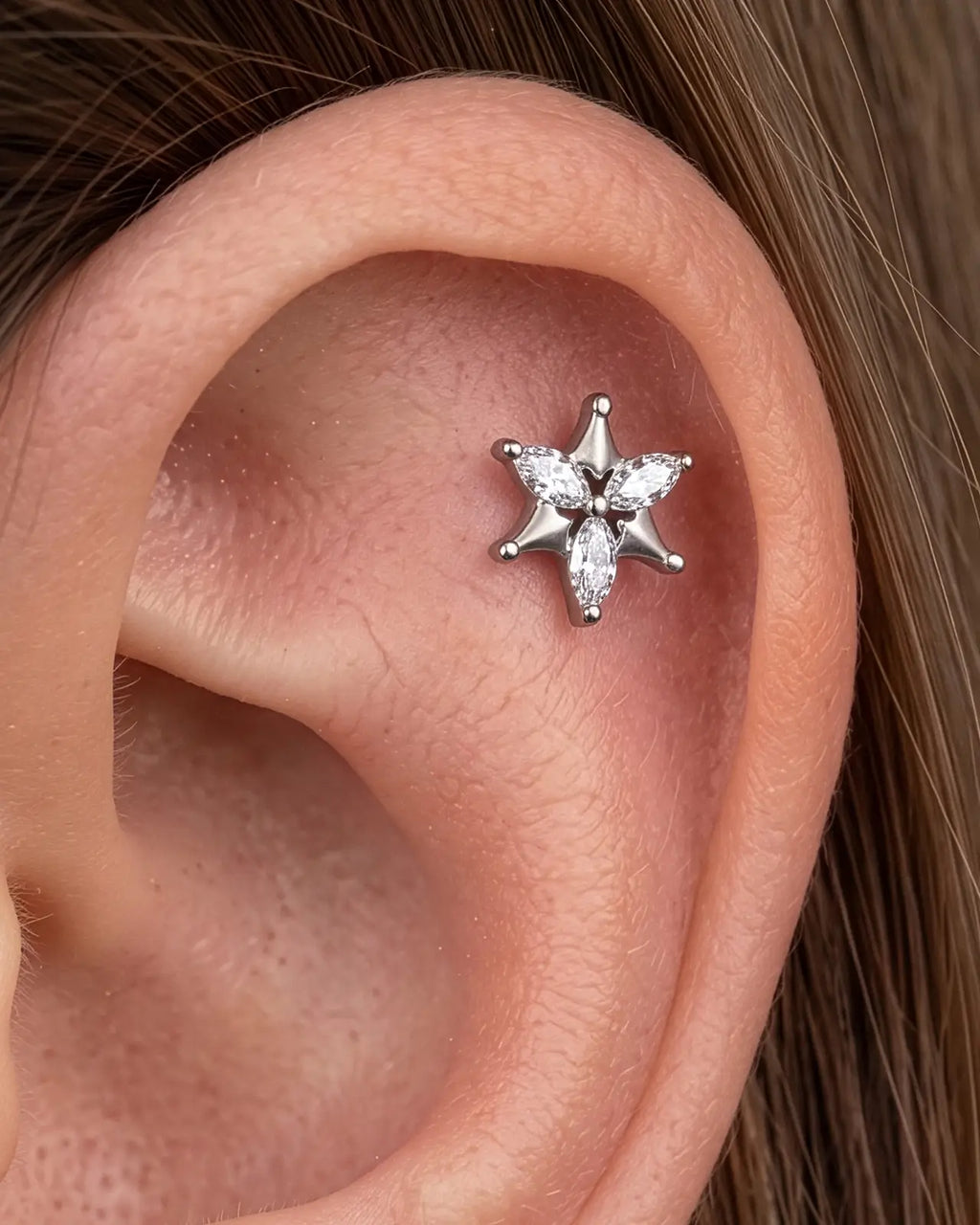 Marquise-Stern-Blüten-Flatback-Stecker