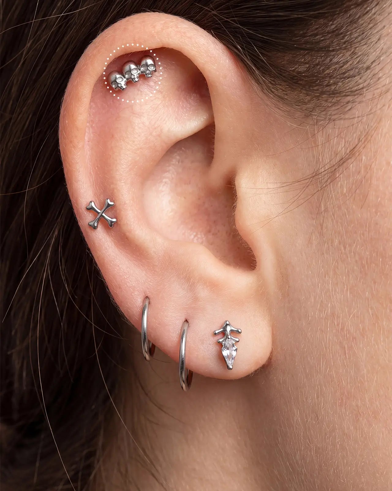 Trinity Skull Flatback Stud