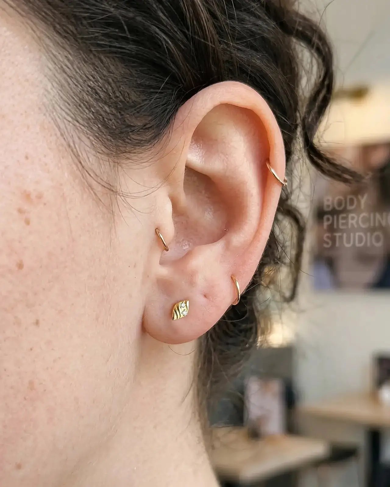 Twin Azure Leaf Flatback Stud