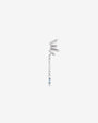 Prism Drift Flatback Stud, silver with clear stones and a pale blue chain charm, front view
