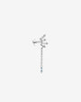 Prism Drift Flatback Stud, silver with clear stones and a pale blue chain charm, side view