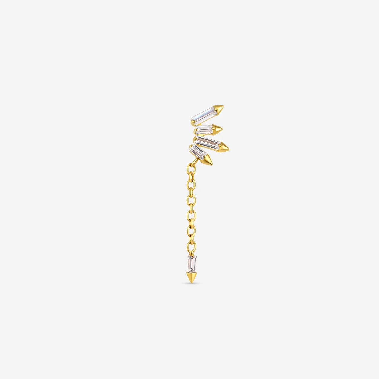 Prism Drift Flatback Stud, gold with clear cubic zirconia, front view