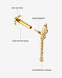 Prism Drift Flatback Stud, gold with clear cubic zirconia, detail view