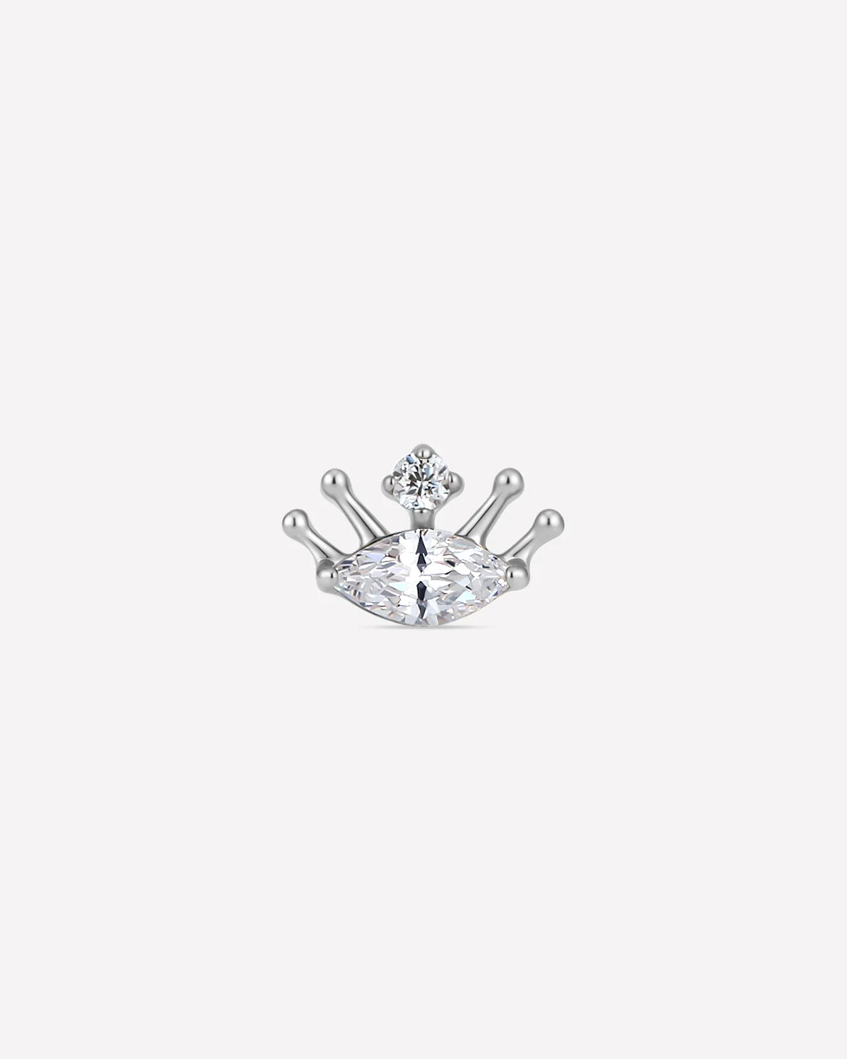 Dream Gaze Flatback Stud Silver Crystal Clear - front view
