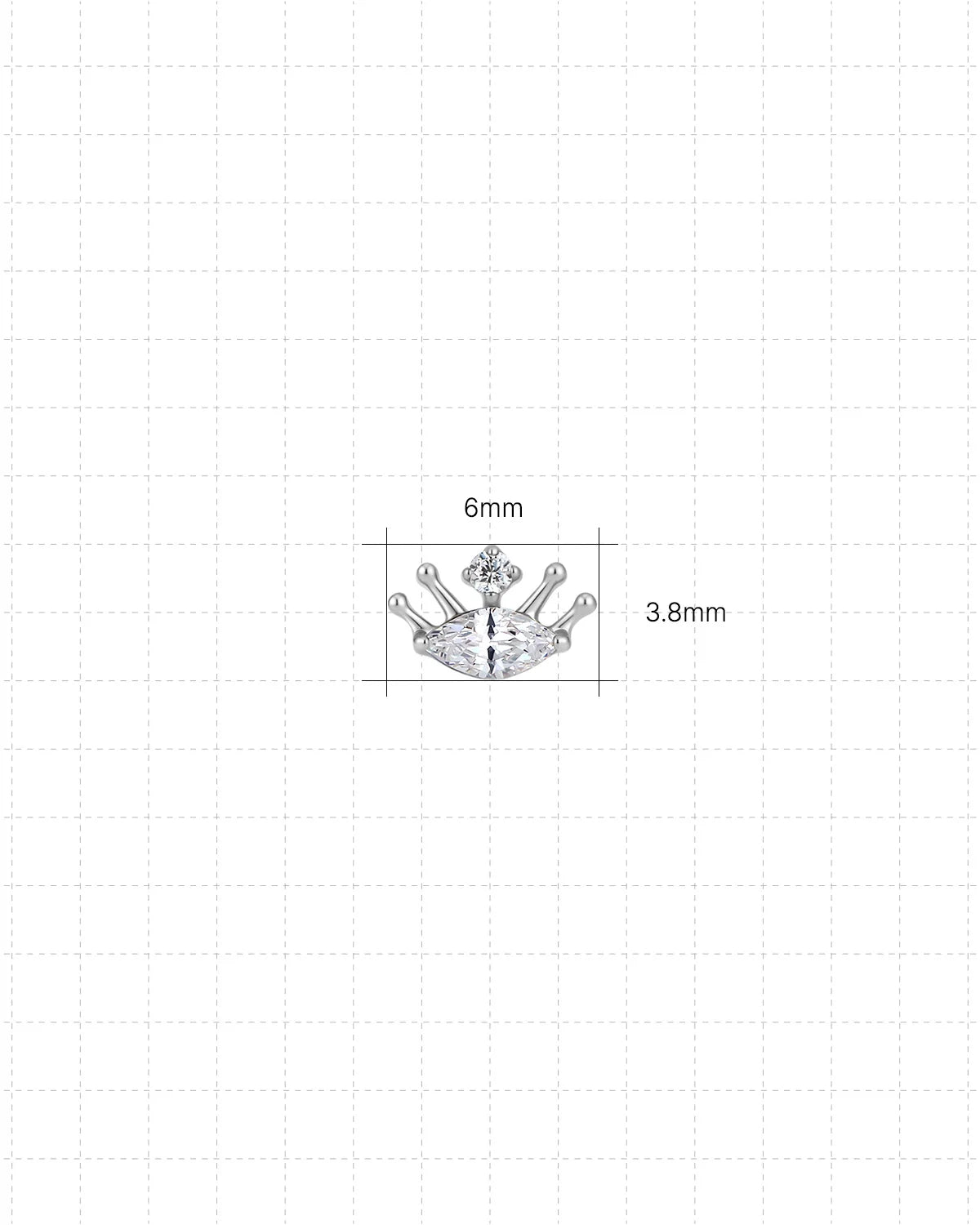Dream Gaze Flatback Stud Silver Crystal Clear - 6.0mm by 3.8mm dimensions