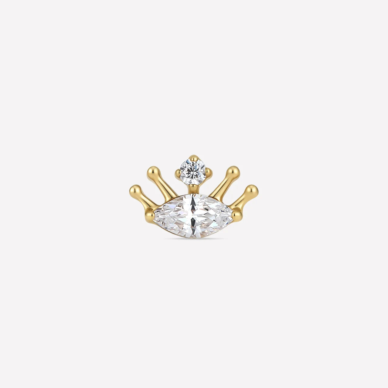 Dream Gaze Flatback Stud Gold Crystal Clear - front view