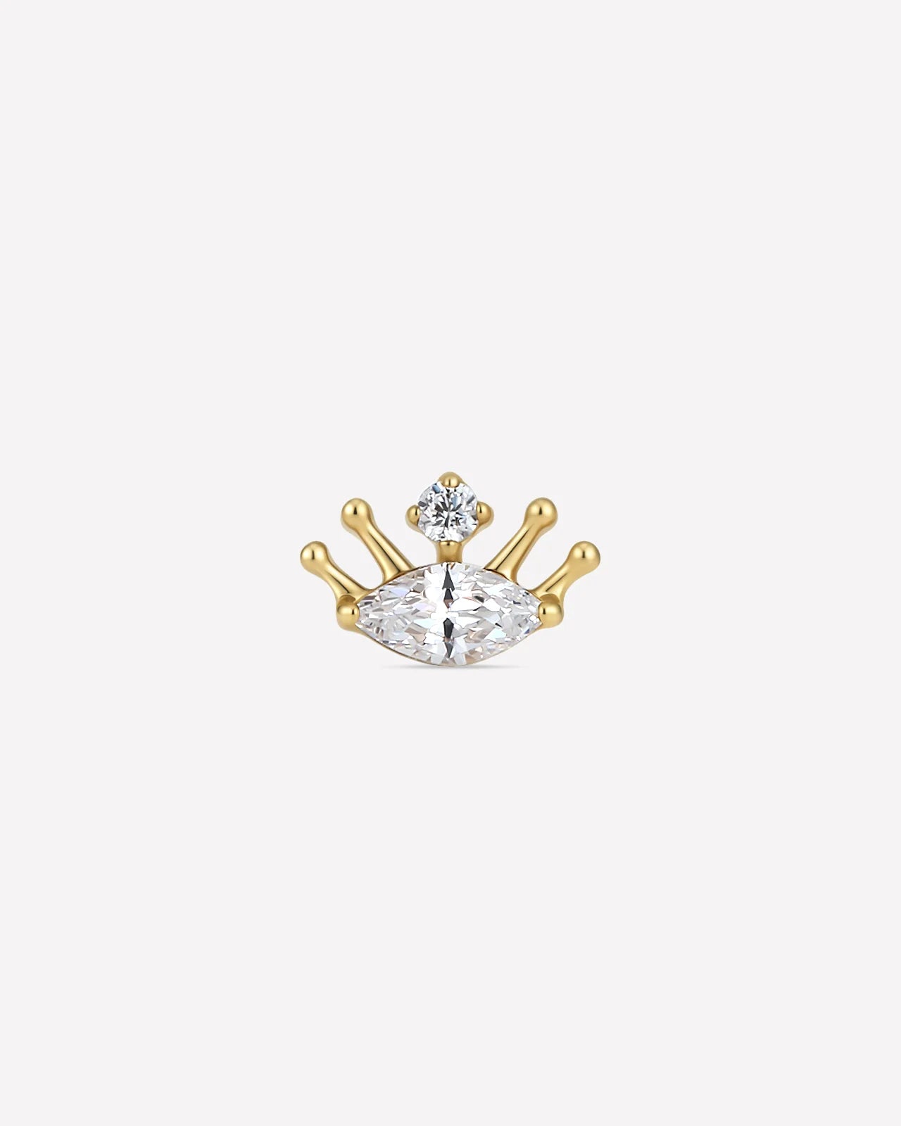 Dream Gaze Flatback Stud Gold Crystal Clear - front view