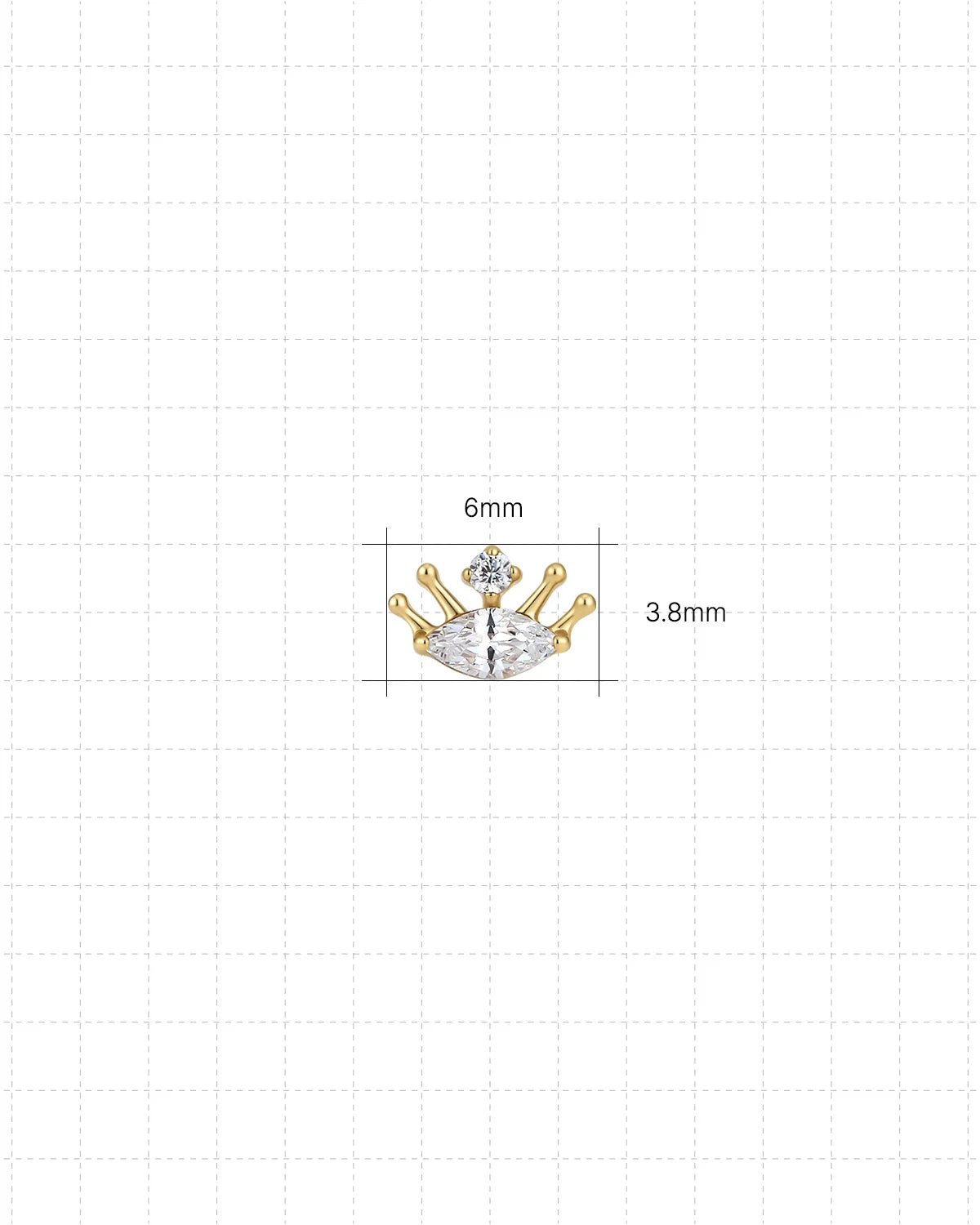 Dream Gaze Flatback Stud Gold Crystal Clear - 6.0mm by 3.8mm dimensions