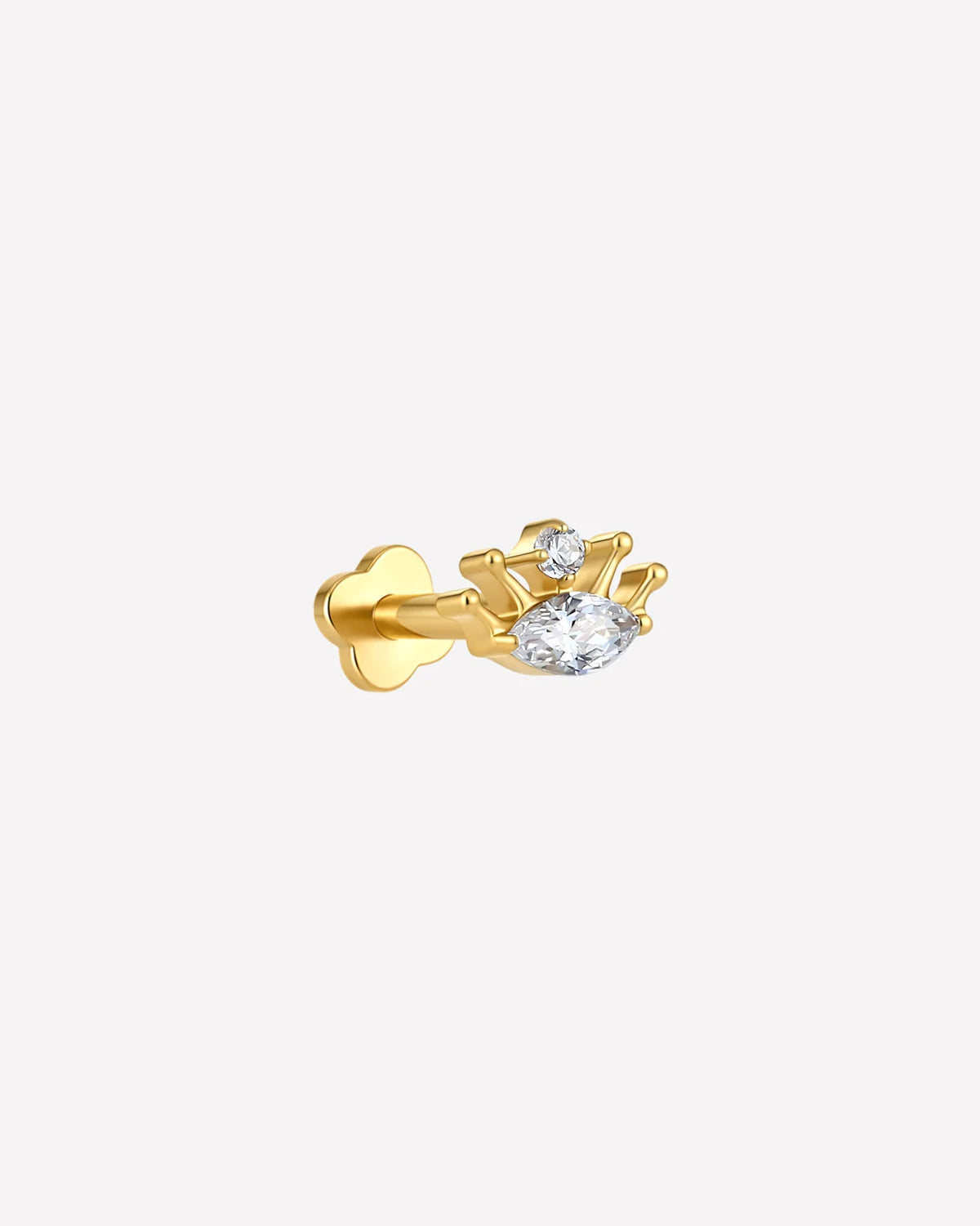 Dream Gaze Flatback Stud Gold Crystal Clear - side view with flatback post