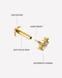 Dream Gaze Flatback Stud Gold Crystal Clear - threaded construction details