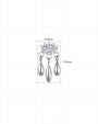 Petal Rain silver clear stone flatback stud dimensions 6.6mm wide and 12.6mm high