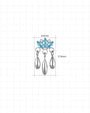 Petal Rain silver ocean blue flatback stud dimensions 6.6mm wide and 12.6mm high
