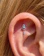 Dewdrop Sway Flatback Stud in Silver Ocean Mist, helix styling