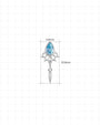 Dewdrop Sway Flatback Stud in Silver Ocean Mist, 4.8mm by 10.8mm dimensions