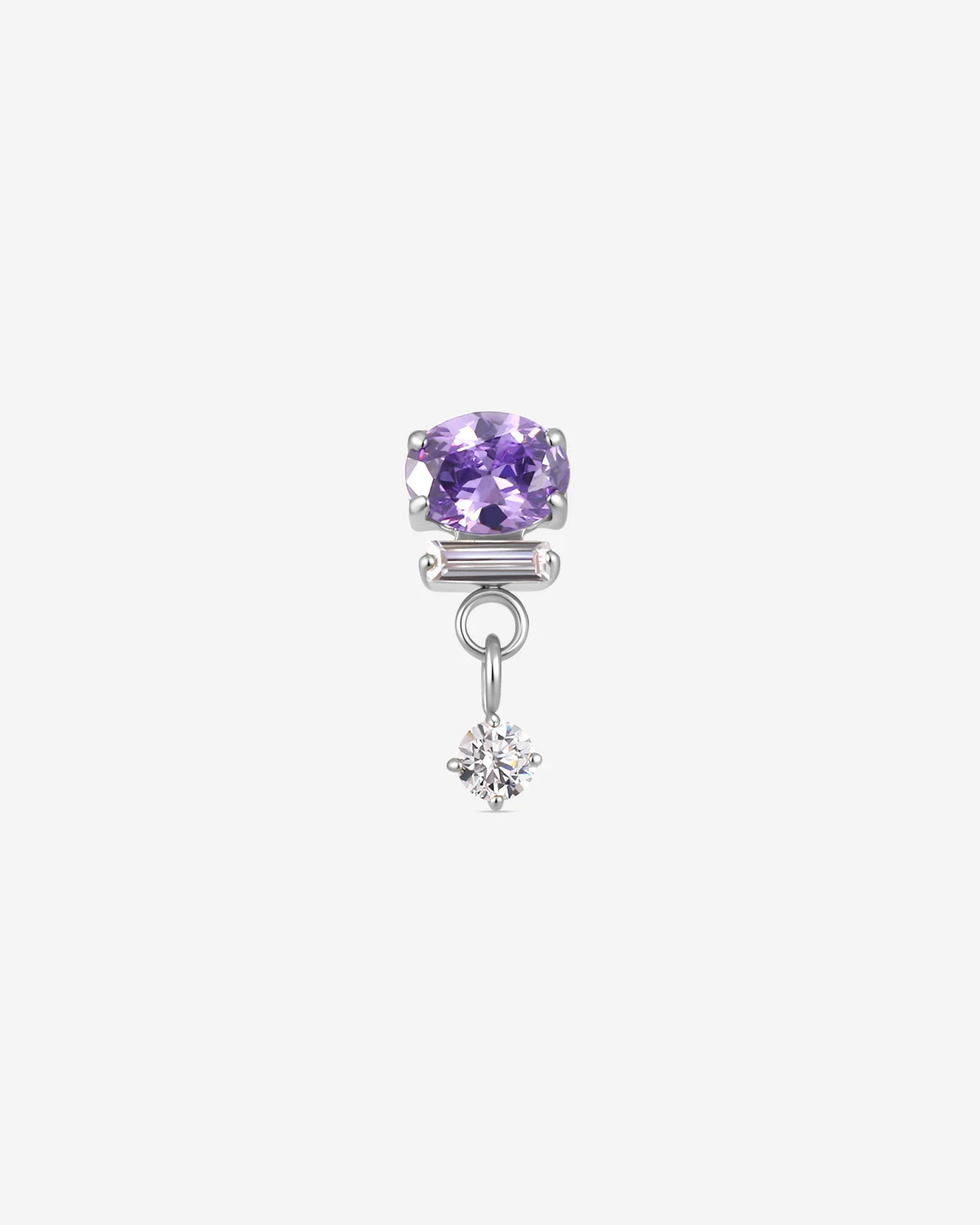 Gleam Cascade Flatback Stud in Silver Violet, front view